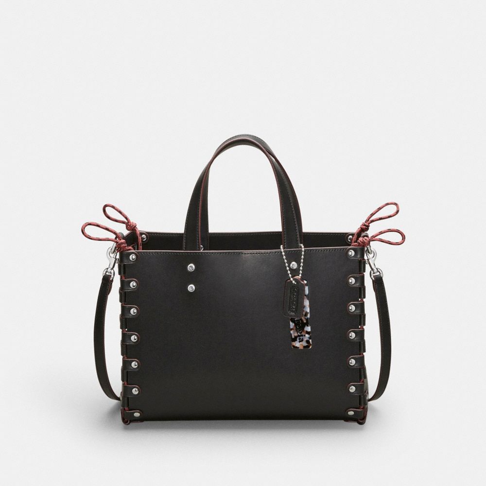 COACH®,The Re-Laceable Tote: Medium,Coachtopia Leather,Medium,Re Laceable Tote,Black,Front View