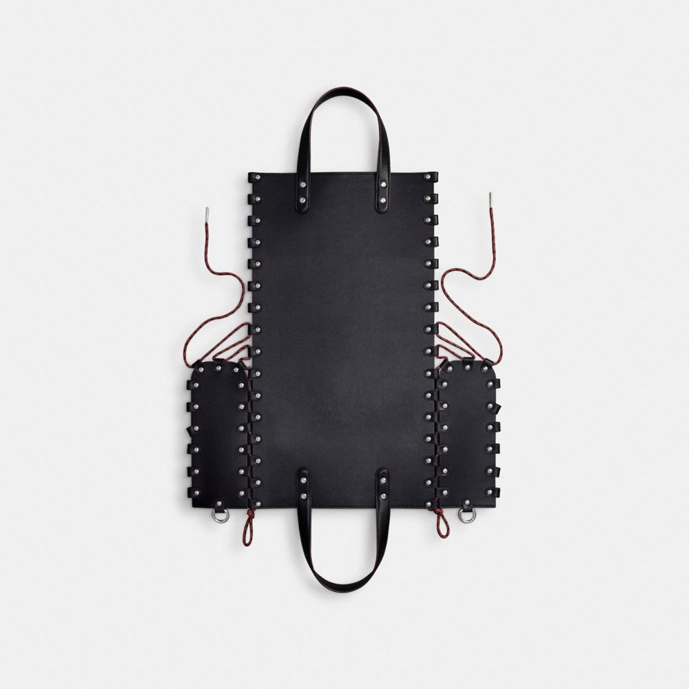 COACH®,Medium Re Laceable Tote In Coachtopia Leather,Lining Leather,Leather,Acrylic,Crossbody,Pouch,Plastic,Logo,Studded,E...,Black,Interior View