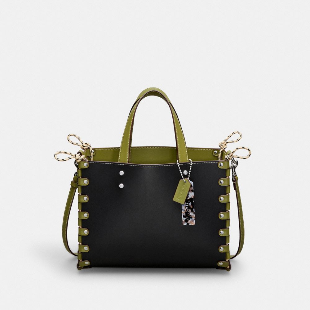 COACH®,The Re-Laceable Tote: Medium,Coachtopia Leather,Medium,Re Laceable Tote,Olive Green,Angle View