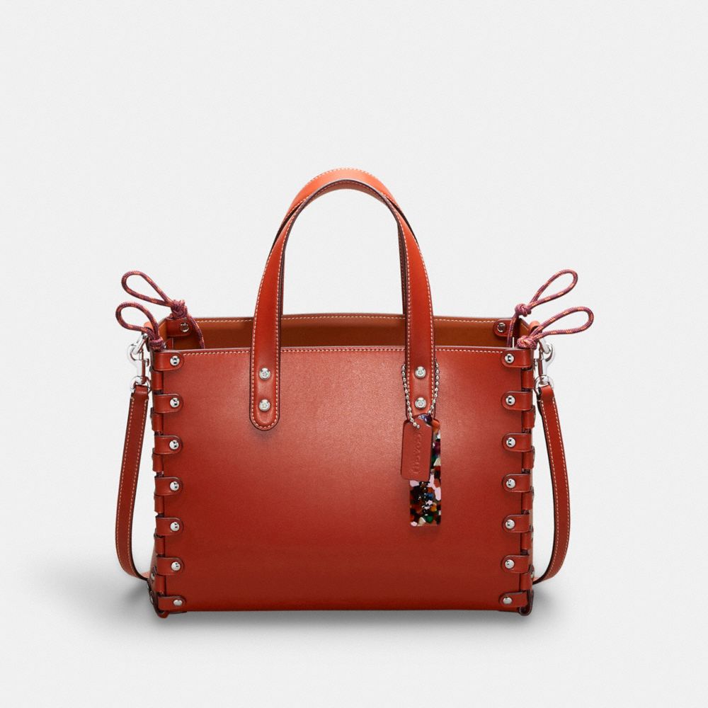 COACH®,The Re-Laceable Tote: Medium,Coachtopia Leather,Medium,Re Laceable Tote,Deep Orange,Front View