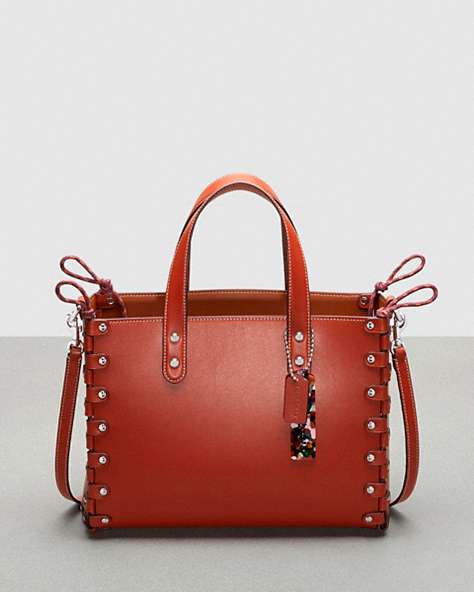 COACH®,The Re-Laceable Tote: Medium,Coachtopia Leather,Small,Deep Orange,Front View