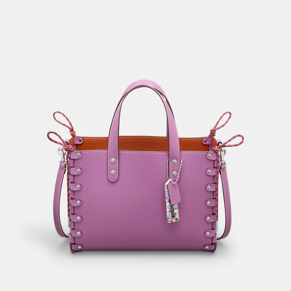 COACH®,The Re-Laceable Tote: Medium,Coachtopia Leather,Medium,Re Laceable Tote,Lilac Berry,Front View