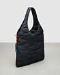 COACH®,Coachtopia Loop Quilted Cloud Tote,Polyester,Large,Black,Angle View