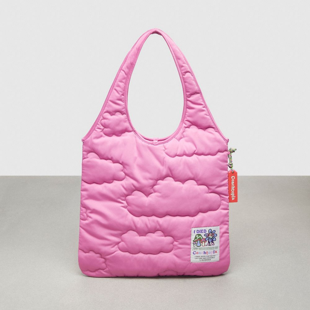 COACH®,Coachtopia Loop Quilted Cloud Tote,Recycled Polyester,Large,Coachtopia Loop,Bright Magenta,Front View image number 0