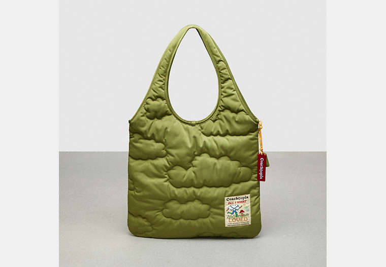 COACH®,Coachtopia Loop Quilted Cloud Tote,Polyester,Large,Olive Green,Front View