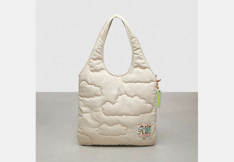 COACH®,Coachtopia Loop Quilted Cloud Tote,Recycled Polyester,Large,Coachtopia Loop,Cloud,Front View