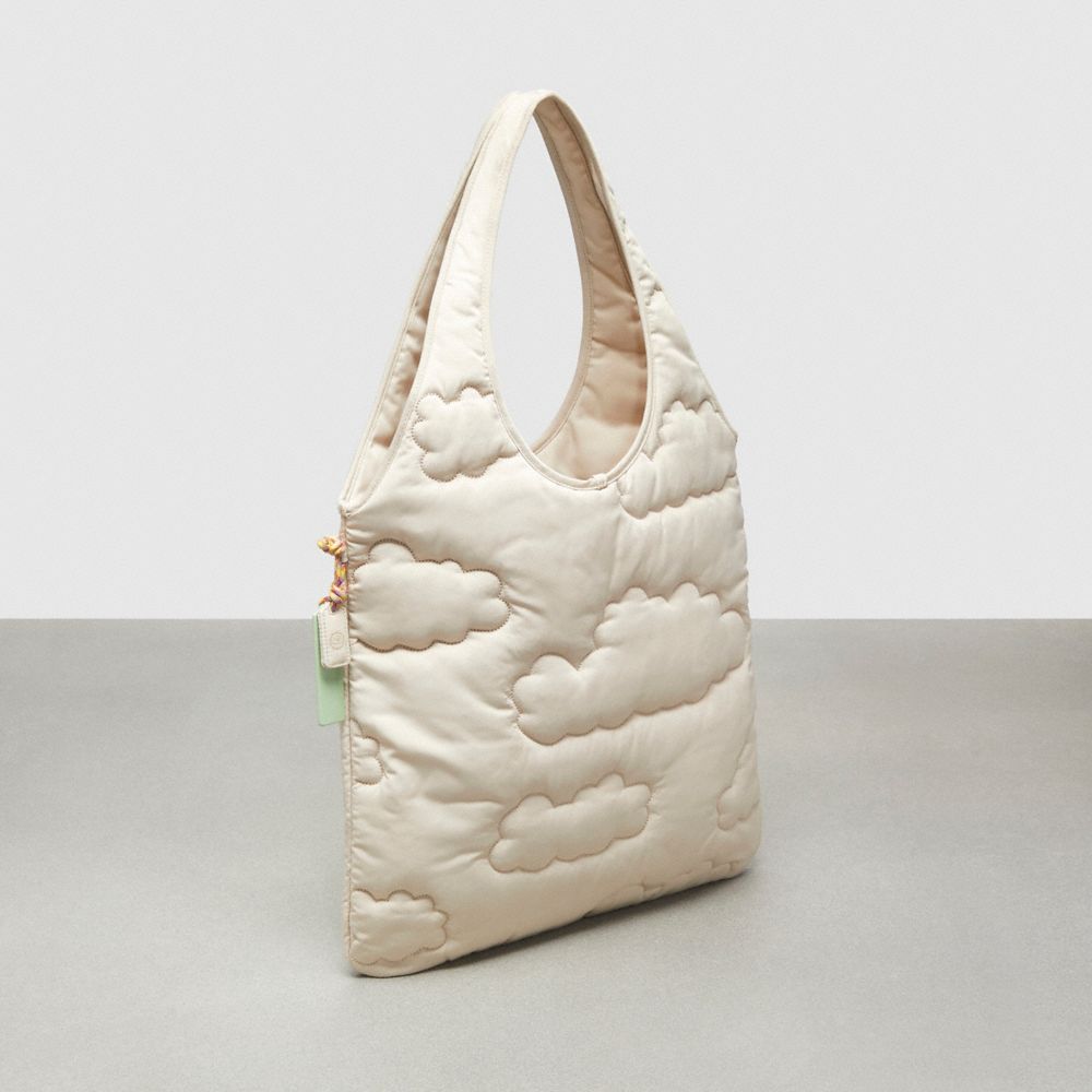COACH®,Coachtopia Loop Quilted Cloud Tote,Recycled Polyester,Large,Coachtopia Loop,Cloud,Angle View