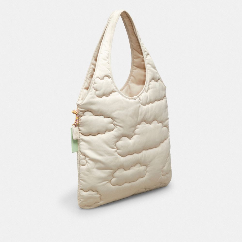 COACH®,Coachtopia Loop Quilted Cloud Tote,Recycled Polyester,Large,Coachtopia Loop,Cloud,Angle View