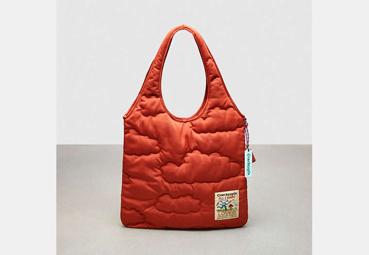 COACH®,Coachtopia Loop Quilted Cloud Tote,Polyester,Large,Deep Orange,Front View