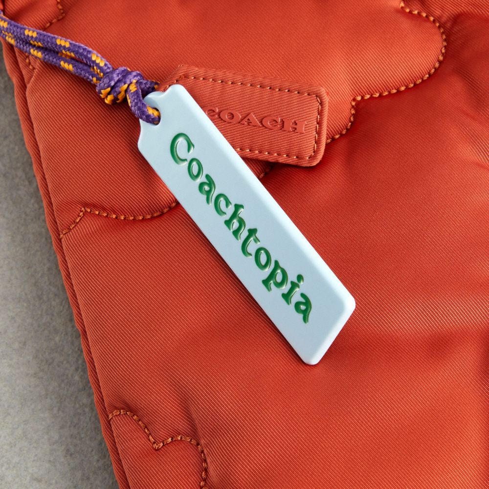 COACH®,Coachtopia Loop Flat Tote With Cloud Quilting,Recycled Polyester,Shopper,Applique,Casual,Burnt Orange,Group View