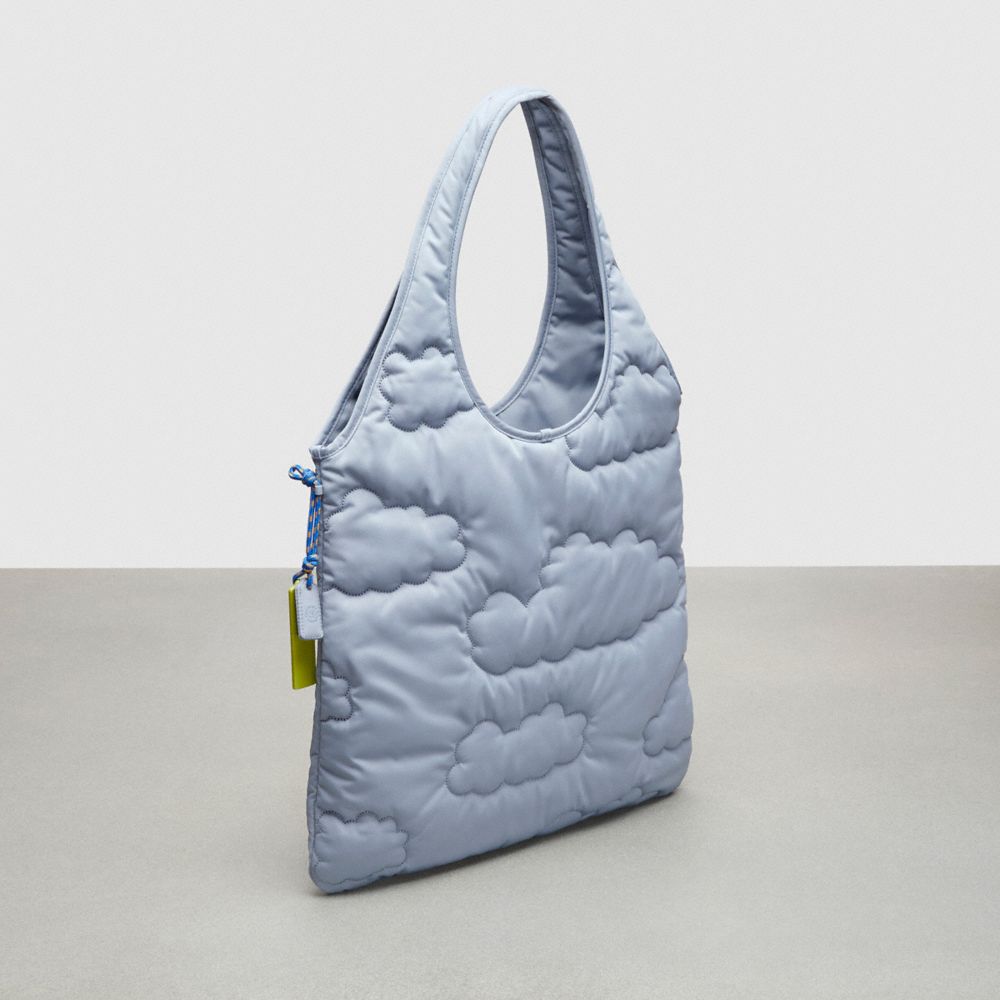 COACH®,Coachtopia Loop Quilted Cloud Tote,Recycled Polyester,Large,Coachtopia Loop,Twilight,Angle View