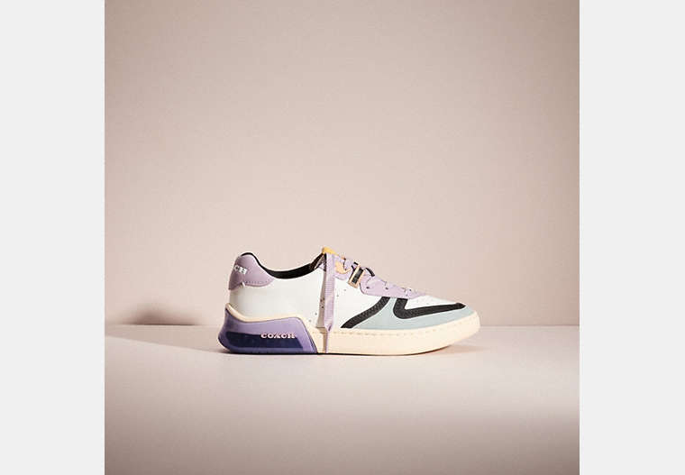 COACH®,RESTORED CITYSOLE COURT SNEAKER,White/Soft Lilac,Front View