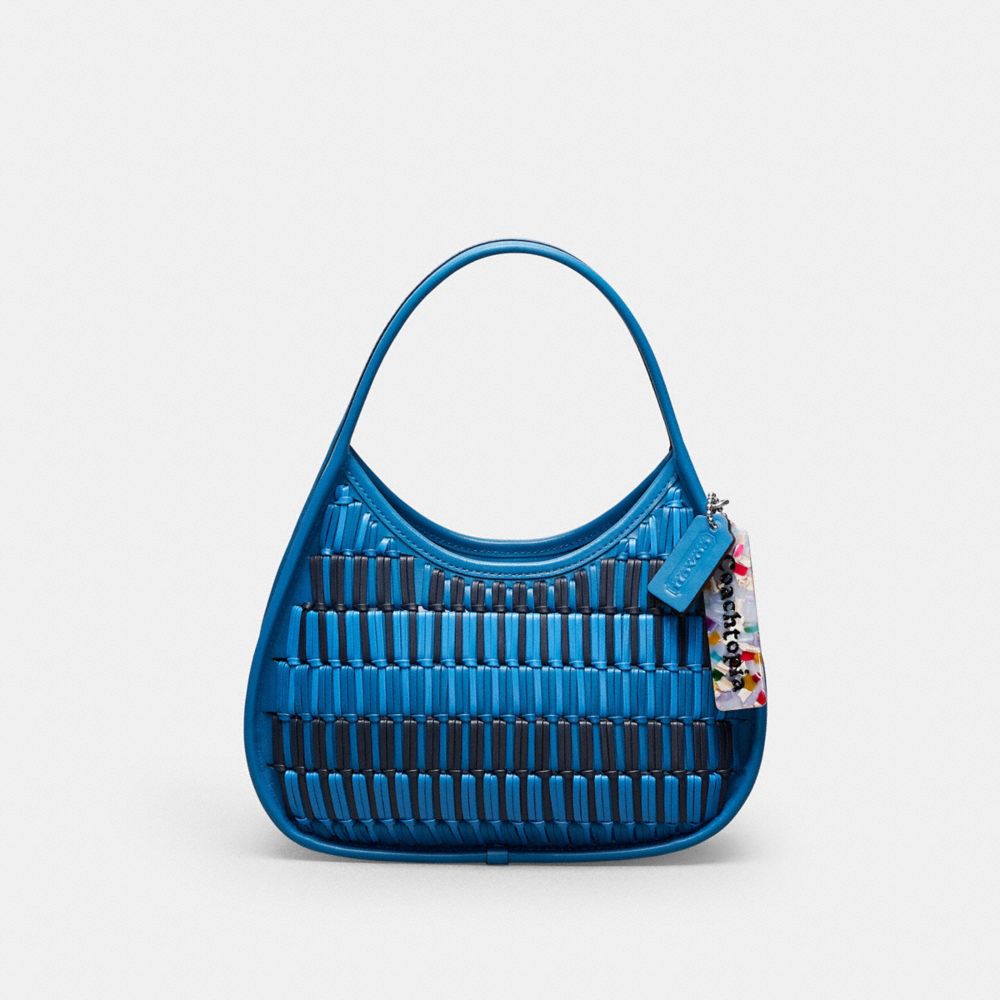 COACH®,Ergo Bag In Basket-Weave Upcrafted Leather,Upcrafted Leather™,Small,Racer Blue Multi,Front View