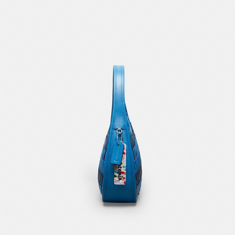 COACH®,Ergo Bag In Basket Weave Upcrafted Leather,Leather,Lining Leather,Acrylic,Shoulder Bag,Embossed,Logo,Day Party,Blue,Group View