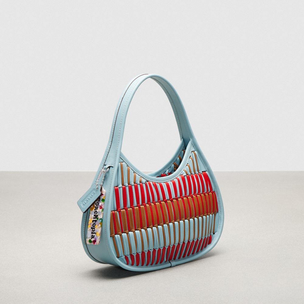 COACH®,Ergo Bag In Basket Weave Upcrafted Leather,Leather,Lining Leather,Acrylic,Shoulder Bag,Logo,Embossed,Day Party,Multi Color,Angle View