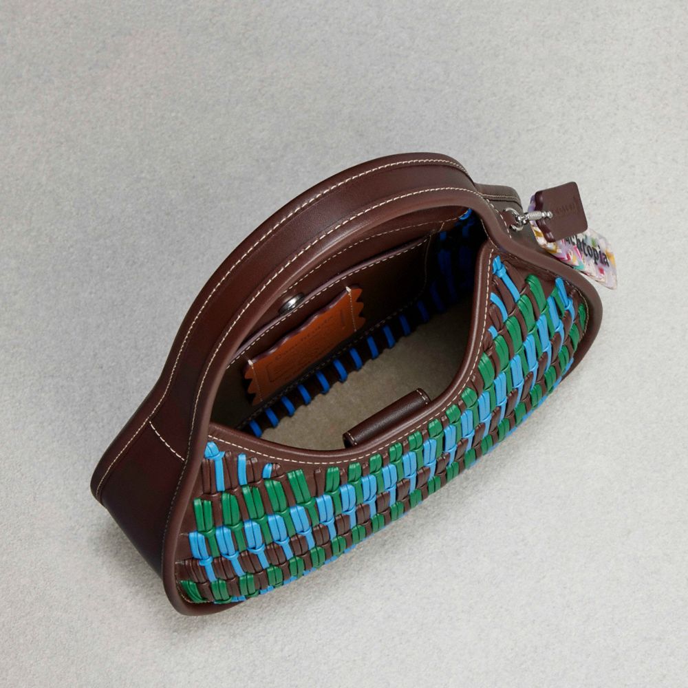 COACH®,Ergo Bag In Basket Weave Upcrafted Leather,Leather,Lining Leather,Acrylic,Shoulder Bag,Embossed,Logo,Day Party,,Inside View,Top View