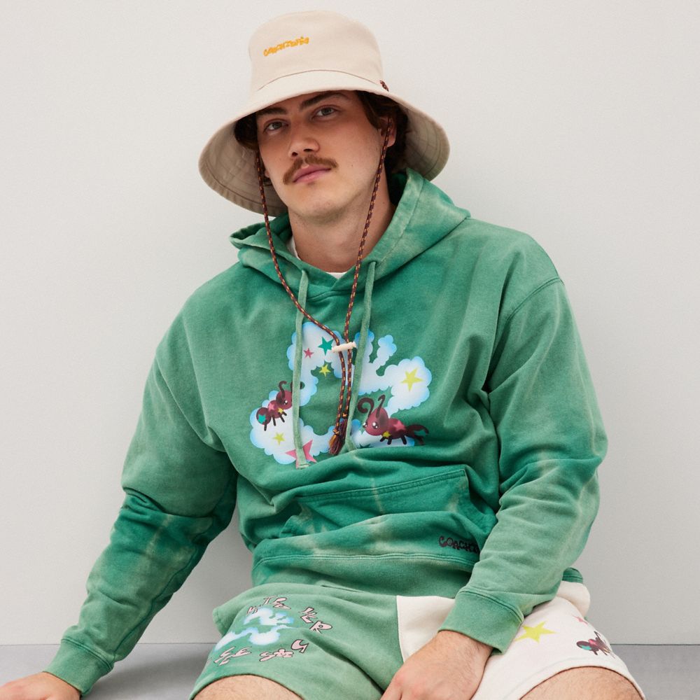 COACH®,Coachtopia Loop Embroidered Bucket Hat,Lining Polyester,Recycled Polyester,Bucket,Rope Embellishment,Logo,Embroider...,Cream,Detail View