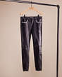 COACH®,UPCRAFTED STRETCH LEATHER PANTS,Leather,Black,Front View