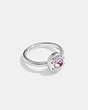 COACH®,OPEN CIRCLE STONE RING,Metal,Silver/Purple,Front View
