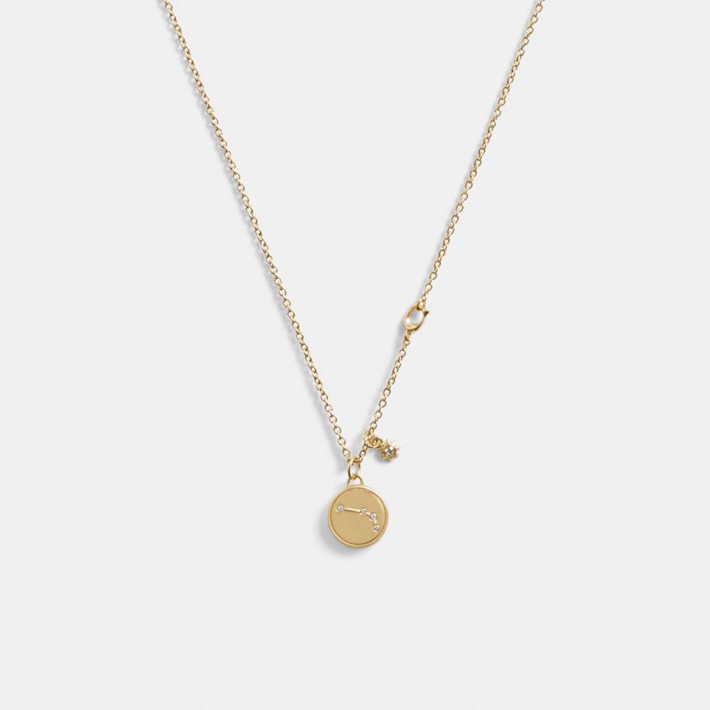 COACH®,ARIES COIN PENDANT NECKLACE,Gold,Front View