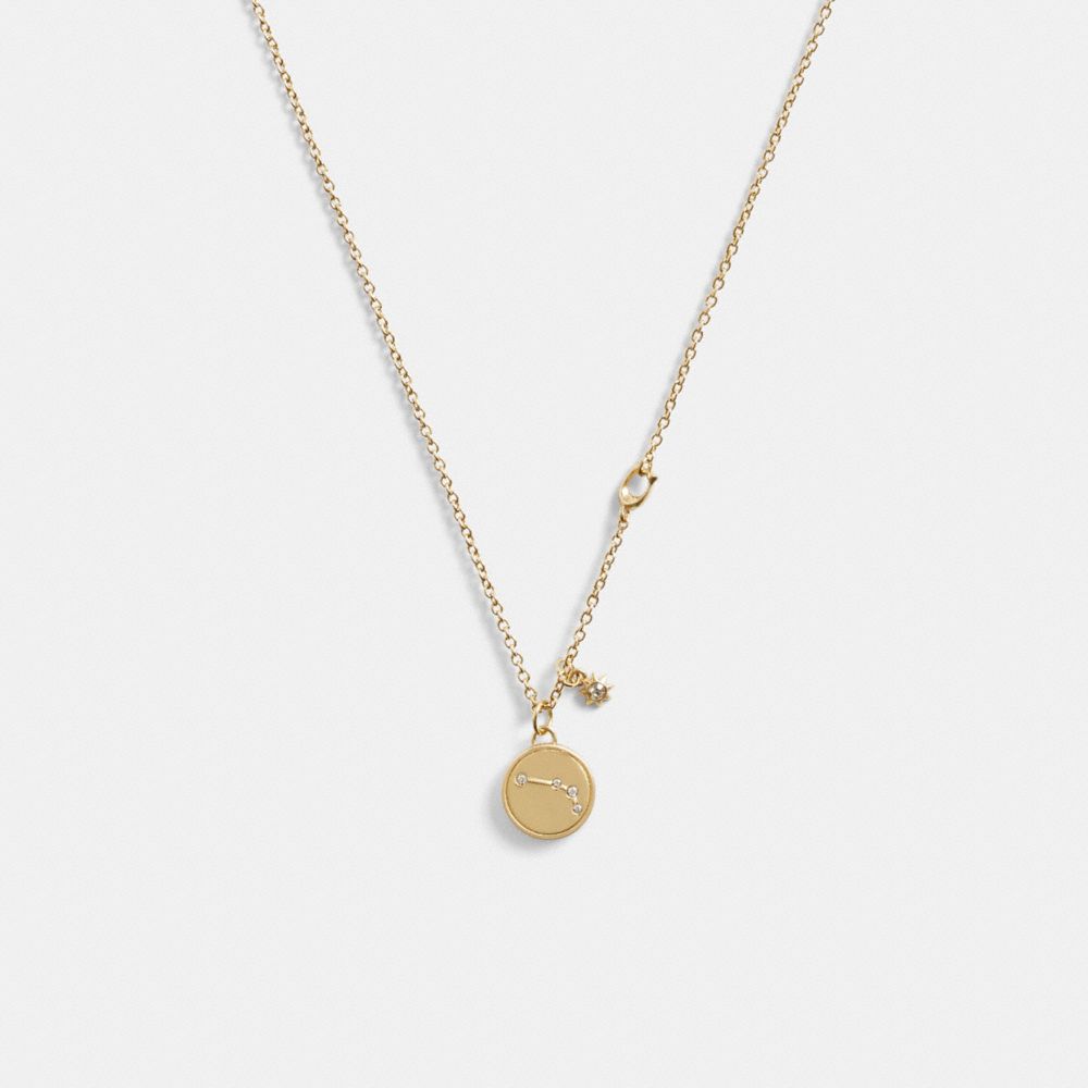 COACH®,ARIES COIN PENDANT NECKLACE,Metal,Gold,Front View