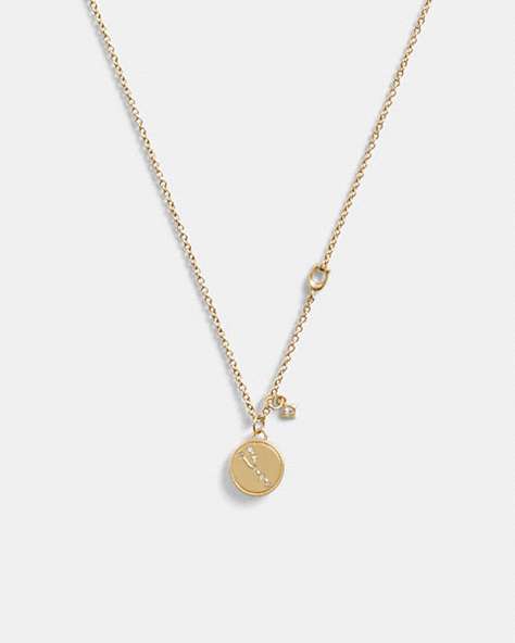 COACH®,TAURUS COIN PENDANT NECKLACE,Metal,Gold,Front View