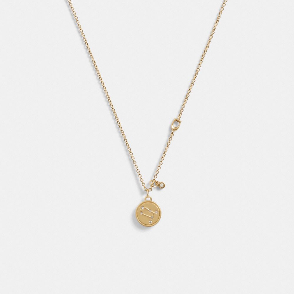 COACH®,GEMINI COIN PENDANT NECKLACE,Gold,Front View