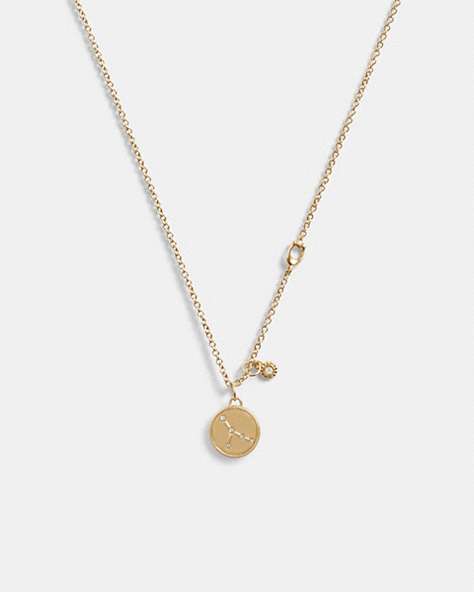COACH®,CANCER COIN PENDANT NECKLACE,Metal,Gold,Front View