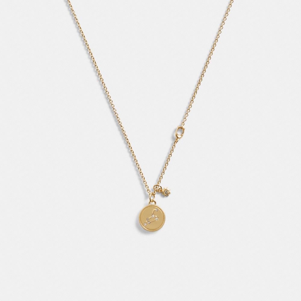COACH®,LEO COIN PENDANT NECKLACE,Gold,Front View