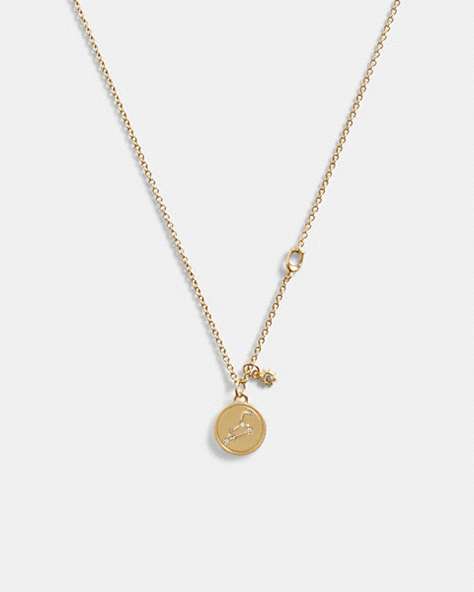 COACH®,LEO COIN PENDANT NECKLACE,Metal,Gold,Front View