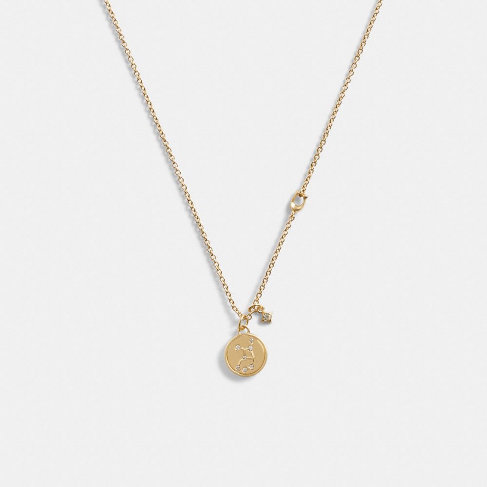 COACH®,VIRGO COIN PENDANT NECKLACE,Gold,Front View