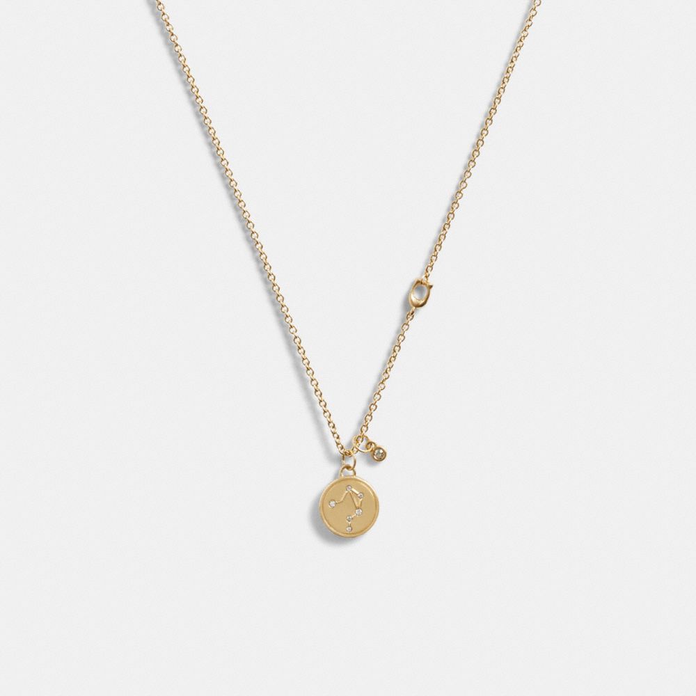 COACH®,LIBRA COIN PENDANT NECKLACE,Metal,Gold,Front View