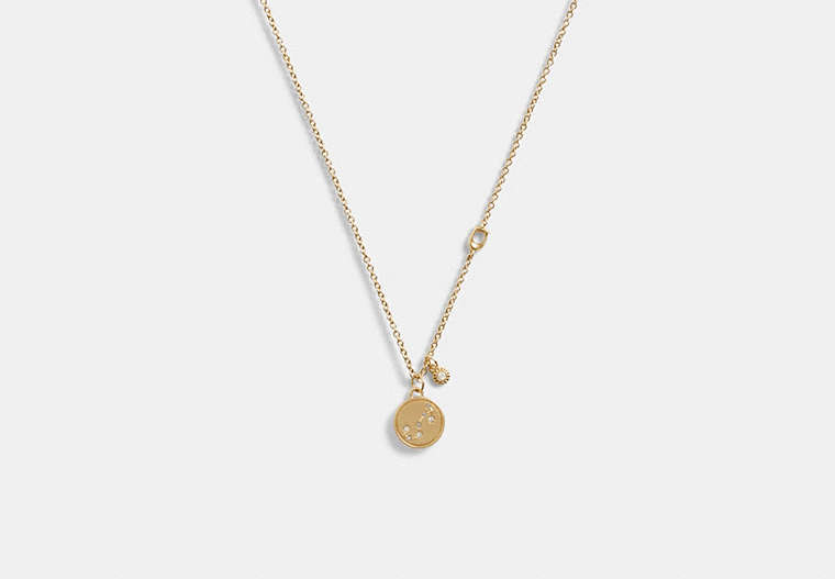 COACH®,SCORPIO COIN PENDANT NECKLACE,Metal,Gold,Front View
