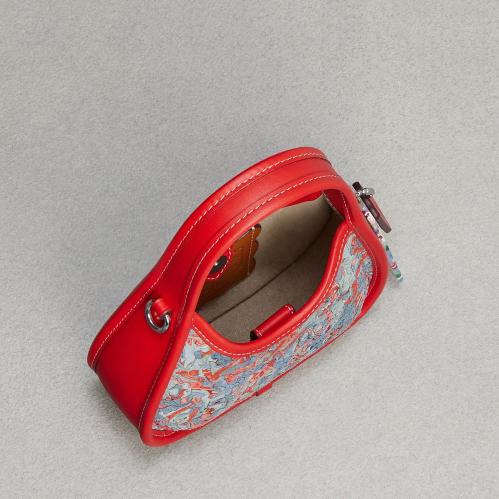 COACH®,Mini Ergo Bag In Upcrushed Upcrafted Leather,Leather,Lining Leather,Acrylic,Crossbody,Plastic,Embossed,Logo,Compact...,Multi Color,Inside View,Top View