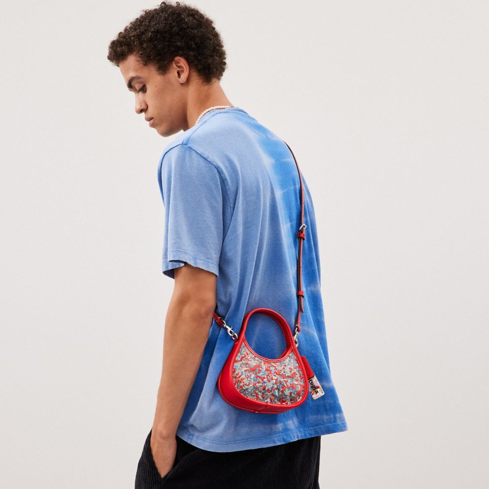 COACH®,Mini Ergo Bag In Upcrushed Upcrafted Leather,Leather,Lining Leather,Acrylic,Crossbody,Plastic,Embossed,Logo,Compact...,Multi Color,Detail View