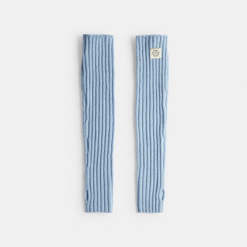 COACH®,Arm Warmers With Intarsia Star Graphic,Arm Warmers,Logo,Ribbed,NFC Technology,Casual,Blue,Back View