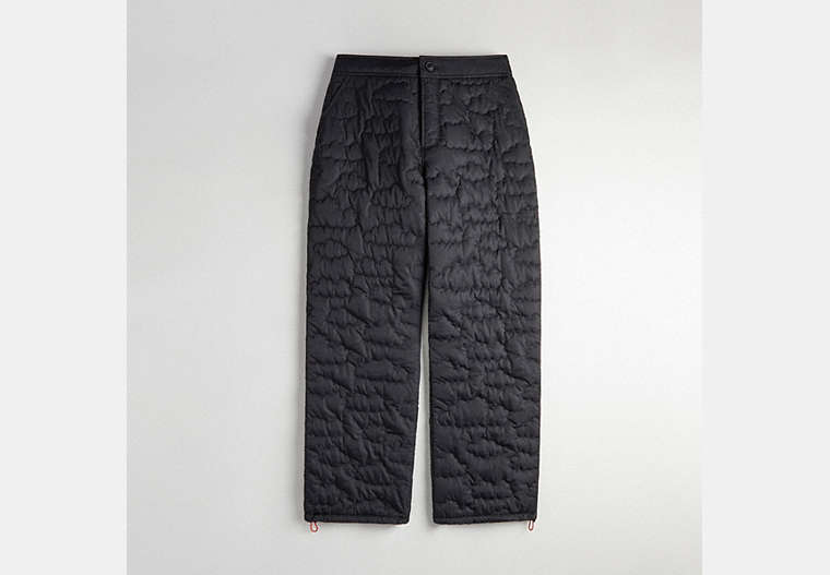 COACH®,Coachtopia Loop Quilted Cloud Pants,Polyester,Black,Front View