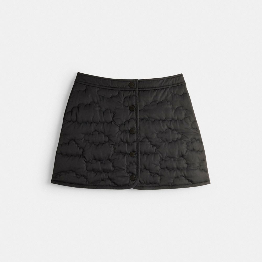 COACH®,Coachtopia Loop Quilted Cloud Skirt,Recycled Polyester,Coachtopia Loop,Black,Front View image number 0