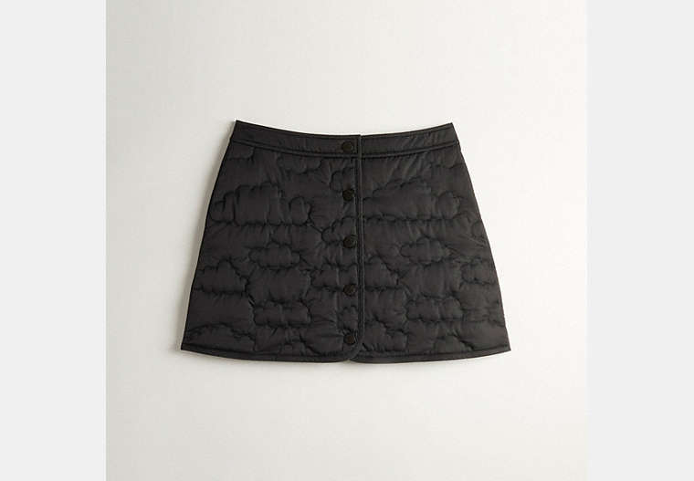 COACH®,Coachtopia Loop Quilted Cloud Skirt,Polyester,Black,Front View