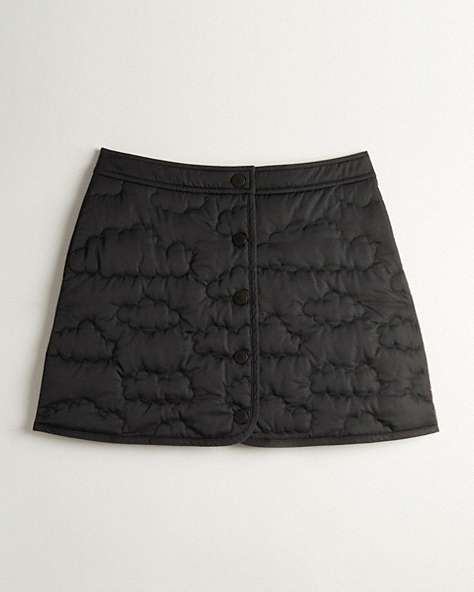 COACH®,Coachtopia Loop Quilted Cloud Skirt,Polyester,Black,Front View