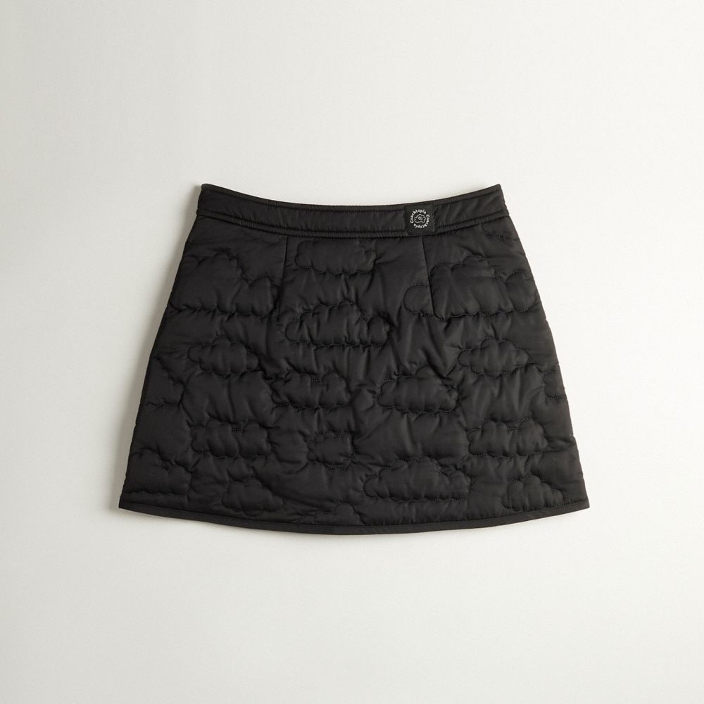 COACH®,Coachtopia Loop Quilted Cloud Skirt,Recycled Polyester,Coachtopia Loop,Black,Back View