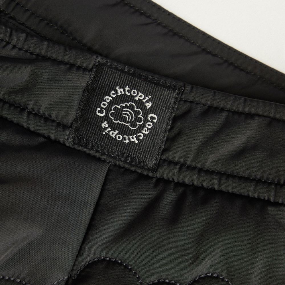 COACH®,Coachtopia Loop Quilted Cloud Skirt,Recycled Polyester,Polyester,A-Line,Tag Embellishment,Logo,Casual,Black