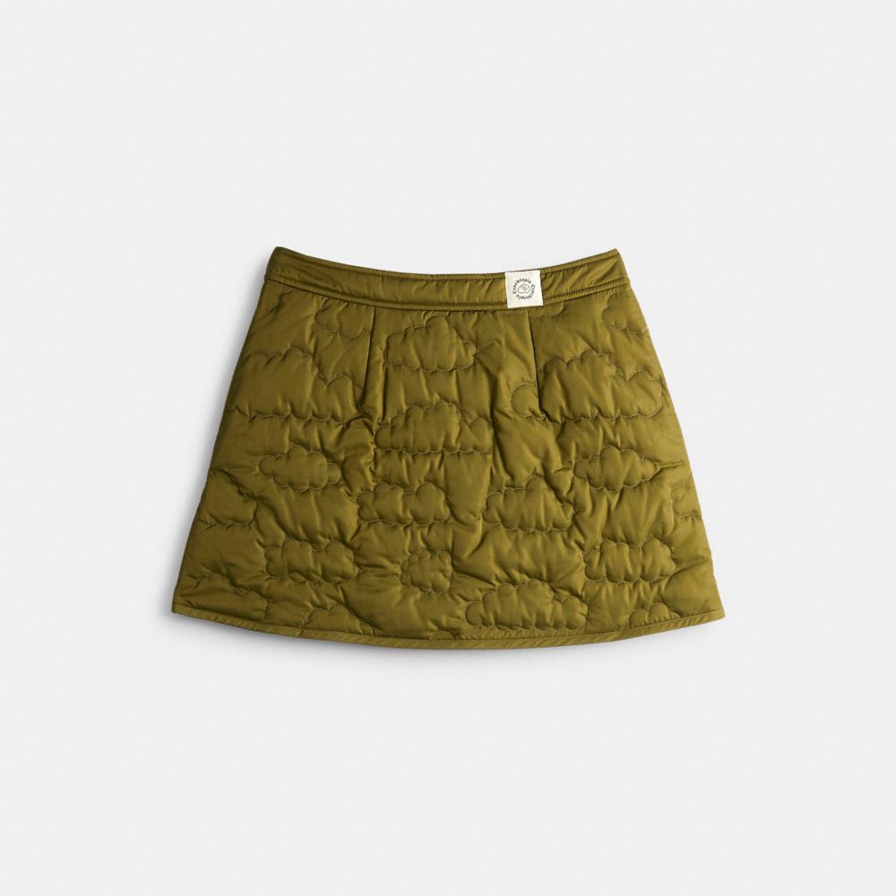 COACH®,Coachtopia Loop Quilted Cloud Skirt,Recycled Polyester,Coachtopia Loop,Olive Green,Back View