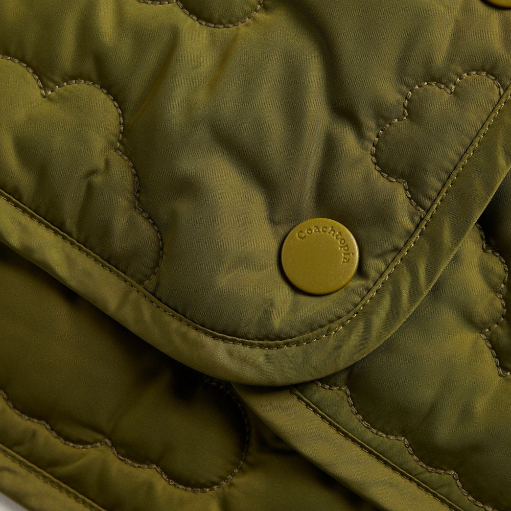 COACH®,Coachtopia Loop Quilted Cloud Skirt,Recycled Polyester,Coachtopia Loop,Olive Green,Closer View