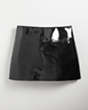 COACH®,Wavy Mini Skirt in Crinkle Patent Coachtopia Leather ,Coachtopia Leather,Black,Front View
