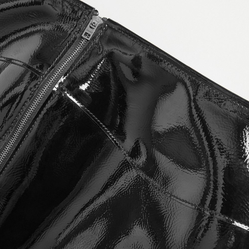 Wavy Mini Skirt In Crinkle Patent Coachtopia Leather | Coachtopia ™