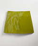 COACH®,Wavy Mini Skirt in Crinkle Patent Coachtopia Leather ,Coachtopia Leather,Olive Green,Front View