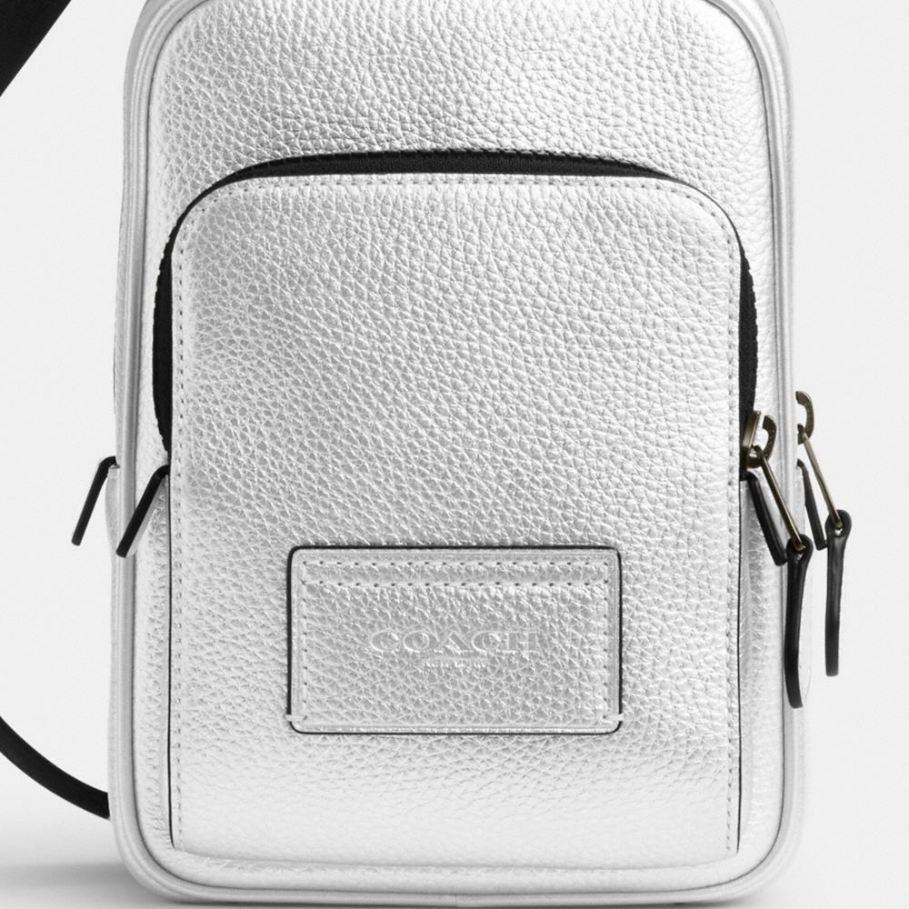 COACH®,Track Pack 14 In Silver Metallic,