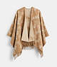 COACH®,REVERSIBLE HORSE AND CARRIAGE PONCHO,Oatmeal,Front View