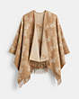 COACH®,REVERSIBLE HORSE AND CARRIAGE PONCHO,Oatmeal,Front View
